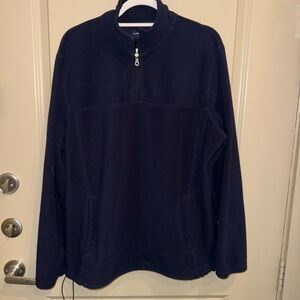 💙 Mens Croft & Barrow Men's Dark Blue Fleece Jacket with Wind Stop Bottom Large